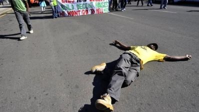 Stun grenade fired at stadia protesters