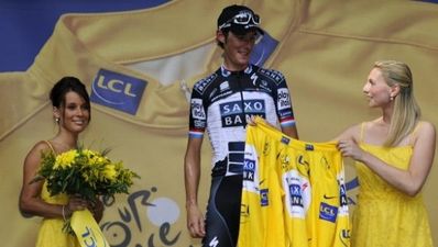 Schleck in yellow as Casar wins in Alps
