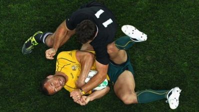 Video: Big All Black hits on Quade Cooper