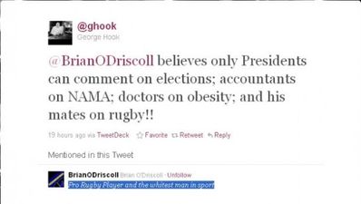 George Hook seeks tweet revenge on Brian O’Driscoll
