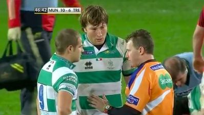 Video: Nigel Owens reminds Treviso player what sport he is playing