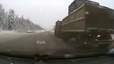 Video: Close call on icy road