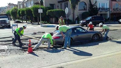 What happens when you drive a Porsche 911 into wet cement?