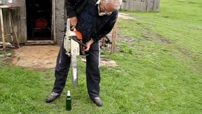 Today’s Triplet: Old guy opens a beer with a chainsaw and Labrinth’s new tune