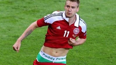 Why is a Danish striker in trouble over his undies?
