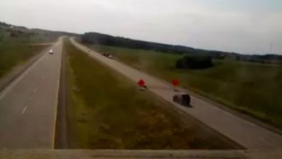 Video: Who puts a jump in the middle of a highway?