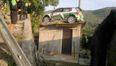 Rally driver crashes onto house, yes ‘onto’