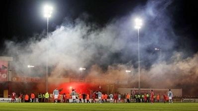 Video: Shamrock Rovers fans, and a lot of smoke, stop game in Sligo last night