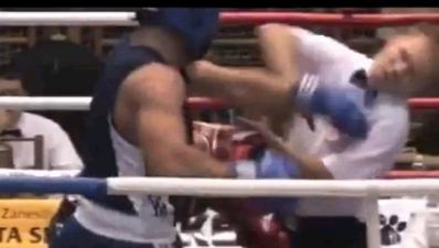 Video: Boxer lands a vicious left hook… on the ref’s jaw
