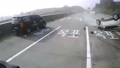 Video: Car smashes into truck at full speed… again