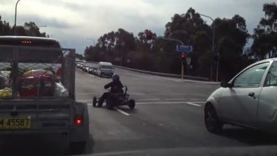 Video: Aussie idiot drives go-kart down busy road (NSFW-ish)