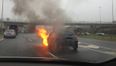 Pic: Flaming car on the M50 this morning