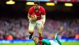 Alex Cuthbert ran in for his two Welsh tries with a torn hamstring