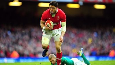 Alex Cuthbert ran in for his two Welsh tries with a torn hamstring