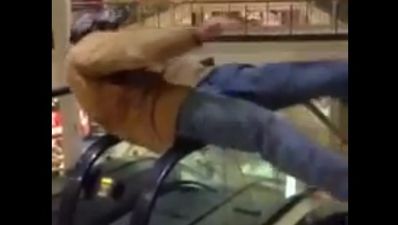 Video: Guy breaks escalator attempting ‘escalator helicopter’