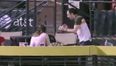 Video: Woman hit by baseball after boyfriend dives for cover