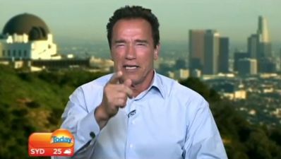 Video: Aussie presenter impersonates Arnold Schwarzenegger while interviewing him