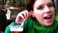 Video: Woman chugs a whole beer via ‘ear-bong’