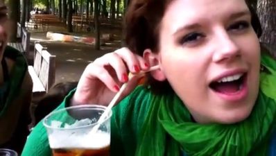 Video: Woman chugs a whole beer via ‘ear-bong’