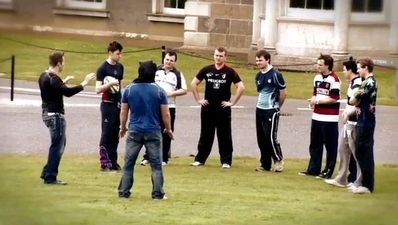 Video: Keith Barry turns a blindfolded Cian Healy into a ball-catching machine
