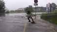 Video: Wakeboarder uses flooded ditch to his advantage