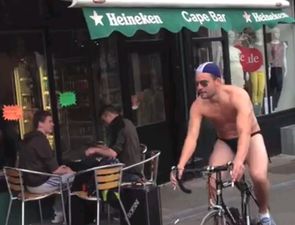 Video: Would you cycle through Wexford in a pair of speedos for €170? This guy did…