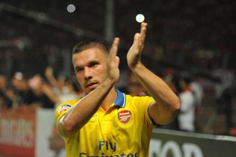 Picture: Lukas Podolski must be a huge Alan Partridge fan if his personalised boots are anything to go by
