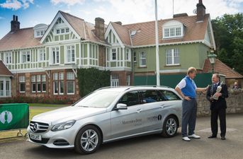 Ernie Els hands back the Claret Jug in a brand new E-Class ahead of The British Open