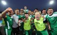 The Irish University team looked pretty happy after beating Russia last night