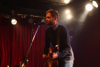 Pic: A fair old crowd gathered to watch Passenger do a spot of busking on Grafton Street today