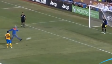 Video: Pitch invader takes the worst penalty kick of all time, but it leaves players in stitches