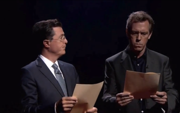 Video: Swearing with class, featuring Hugh Laurie and Stephen Colbert