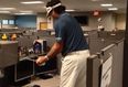 Video: Bubba Watson playing golf off some woman’s computer keyboard in the ESPN offices