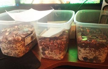 Pic: Scorned woman pays divorce settlement in coins