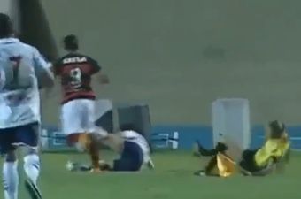 Video: Referee’s assistant takes a clearance right in the face
