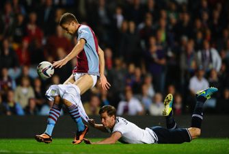 Video: Aston Villa’s Nicklas Helenius gets shorts pulled down as he shoots against Spurs