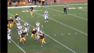Video: American Football player gets helmet twisted around, can’t see, gets nailed