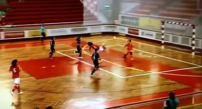 Video: Ridiculous women’s futsal goal from Portugal as the keeper is lobbed by some sort of jumping backheel