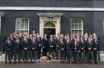 Pic: Manu Tuilagi caught David Cameron out with a classic bunny-ears prank at Downing Street today