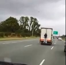 Video: Did anyone see this guy standing on the back of moving truck on the N7 this evening?