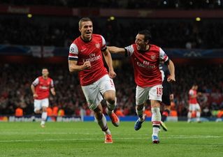 Pic: Lukas Podolski and Santi Cazorla will be cheering on the Banner today