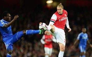 Nicklas Bendtner’s rare appearance tonight for Arsenal did not go down well