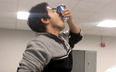 Video: College student casually slams a beer in the middle of class