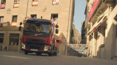 Video: Volvo races a truck against a heard of bulls for their latest stunt