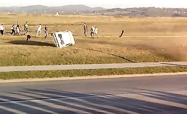 Video: Spectators lucky to be alive as racecar crashes right in front of them