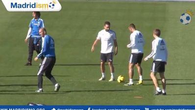Video: Xabi Alonso nutmegs Zidane in training, and Zizou ain’t happy