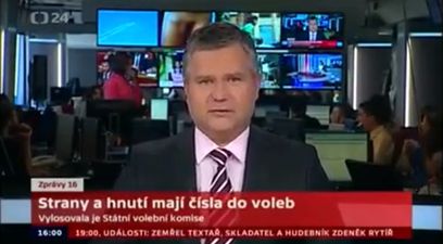 Video: What a cock-up on Czech TV as penis appears behind news anchor’s head