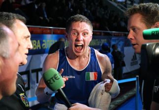 Pic: Jason Quigley qualified for the World Boxing Championships final today… and doesn’t he look happy about it?