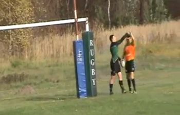 Video: This player was so happy with his try he celebrated with the referee