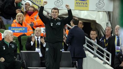 Pic: Two Irish sporting greats met up after the Latvia game